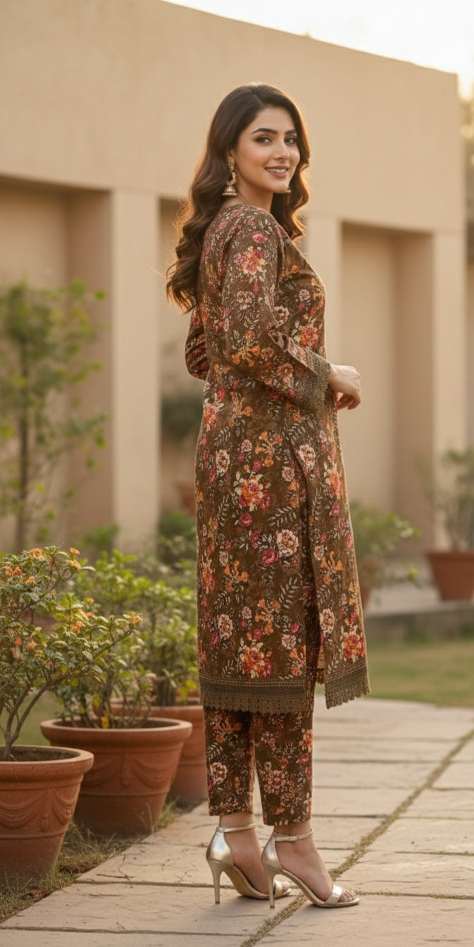 SAAZ Khaddar – 2 PCS Stitched Suit