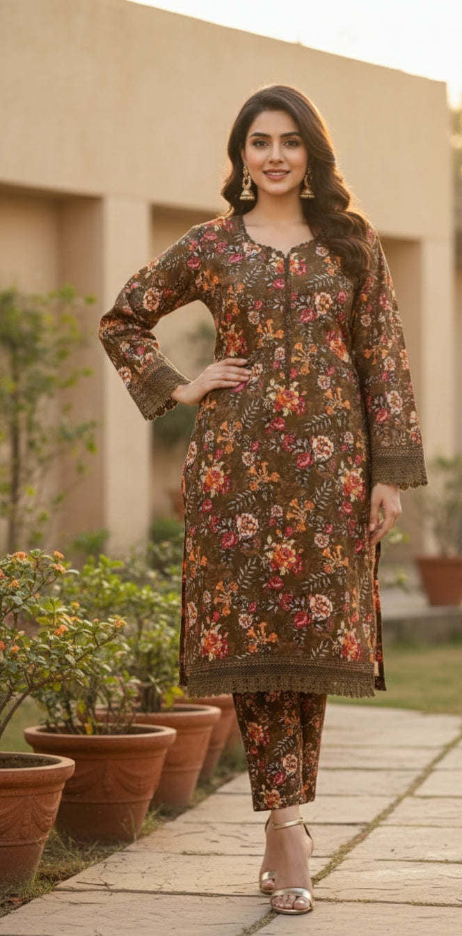 SAAZ Khaddar – 2 PCS Stitched Suit