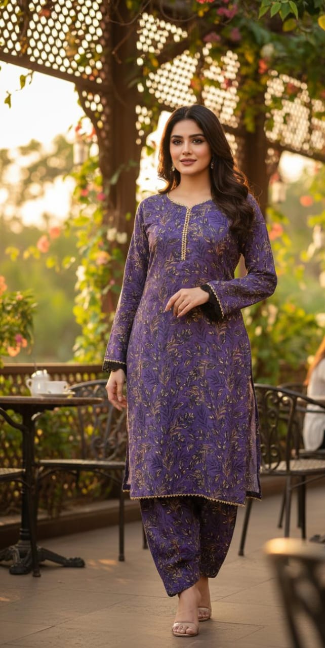 SAAZ Khaddar – 2 PCS Stitched Suit