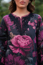 3PC UNSTITCHED EMBROIDERED BLACK SUIT