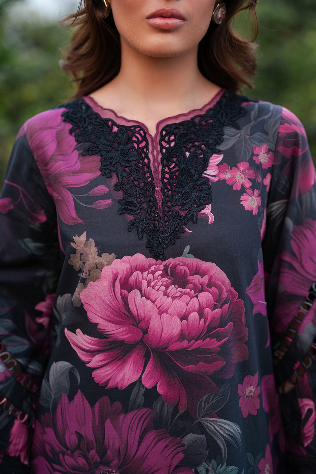 3PC UNSTITCHED EMBROIDERED BLACK SUIT